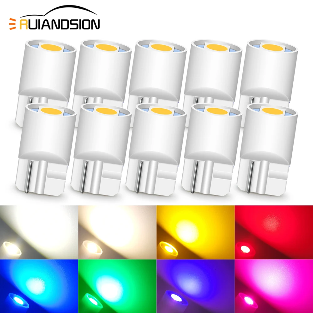 

10x T10 LED W5W Car Side Interior Lights 12V Auto White 6000K Parking Marker Dome Lamps Red Yellow Blue Pink Purple Green 4300K