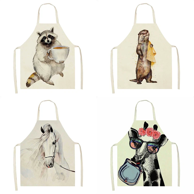 KitchenApronHorseRaccoonDeerAnimalsPatternApronsforWomenHome