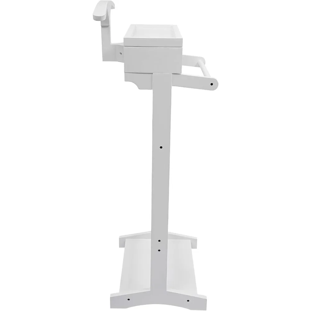 wood men valet stand with drawer, top tray, contour hanger, trouser bar, shoe rack, suit valet stand clothes stand clothes rack