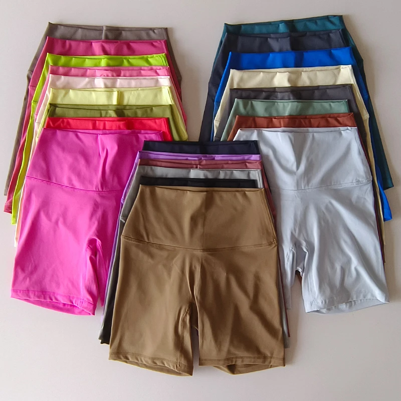 Solid Color Women Fitness Sports Short High Waist Yoga Short Cycling Comprehensive Training Jog Squat Proof Internal Pockets workout shorts yoga shorts sports shorts running shorts seamless shorts