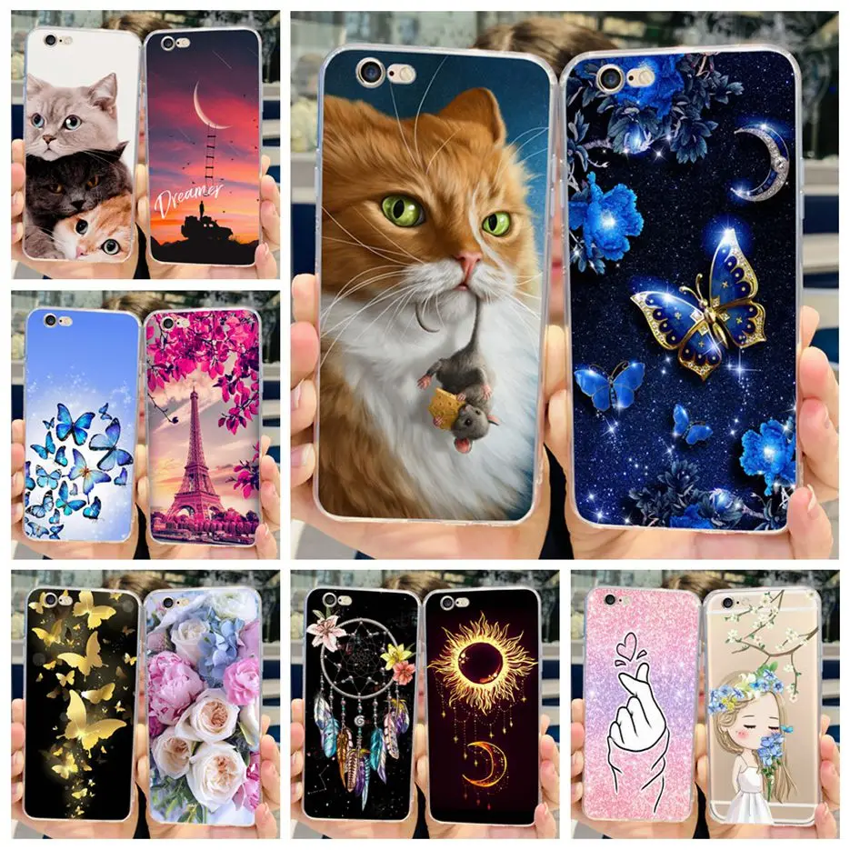Per Apple Iphone 6 6S Plus Custodia Cute Cat Butterfly Cover Verniciata Custodia Morbida E Sottile Per Iphone 6S Plus Iphone6 Iphone6S Paraurti