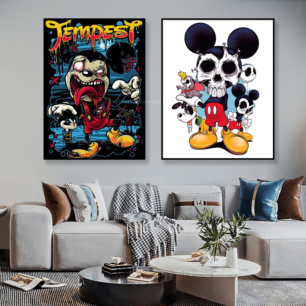 

Disney Bad Mickey Mouse Cartoon Anime Wall Art Poster Canvas Paintings Living Room Home Game Room Decor Painting Children Gifts