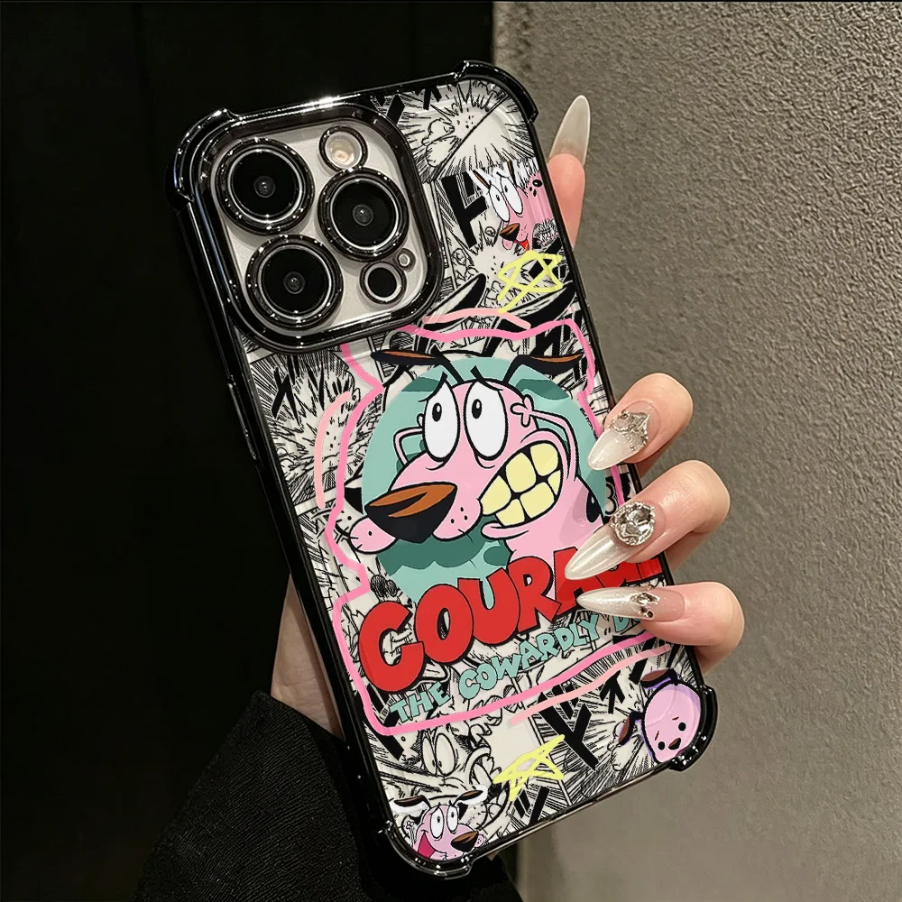 Cartoon Courage the Cowardly Dog Protective Phone Case with Anti-Fall Airbag