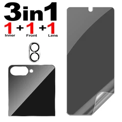 Privacy Hydrogel Film Screen Protector and Lens Cover with Anti - Spy Back Tempered Glass - Z Flip 8 (3in1 Set)