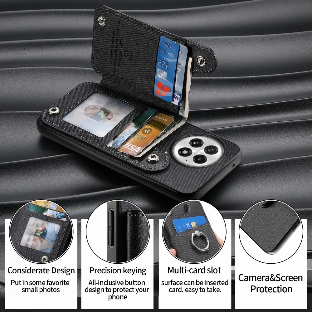 Luxury Leather Wallet Phone Case with RFID Card Cover