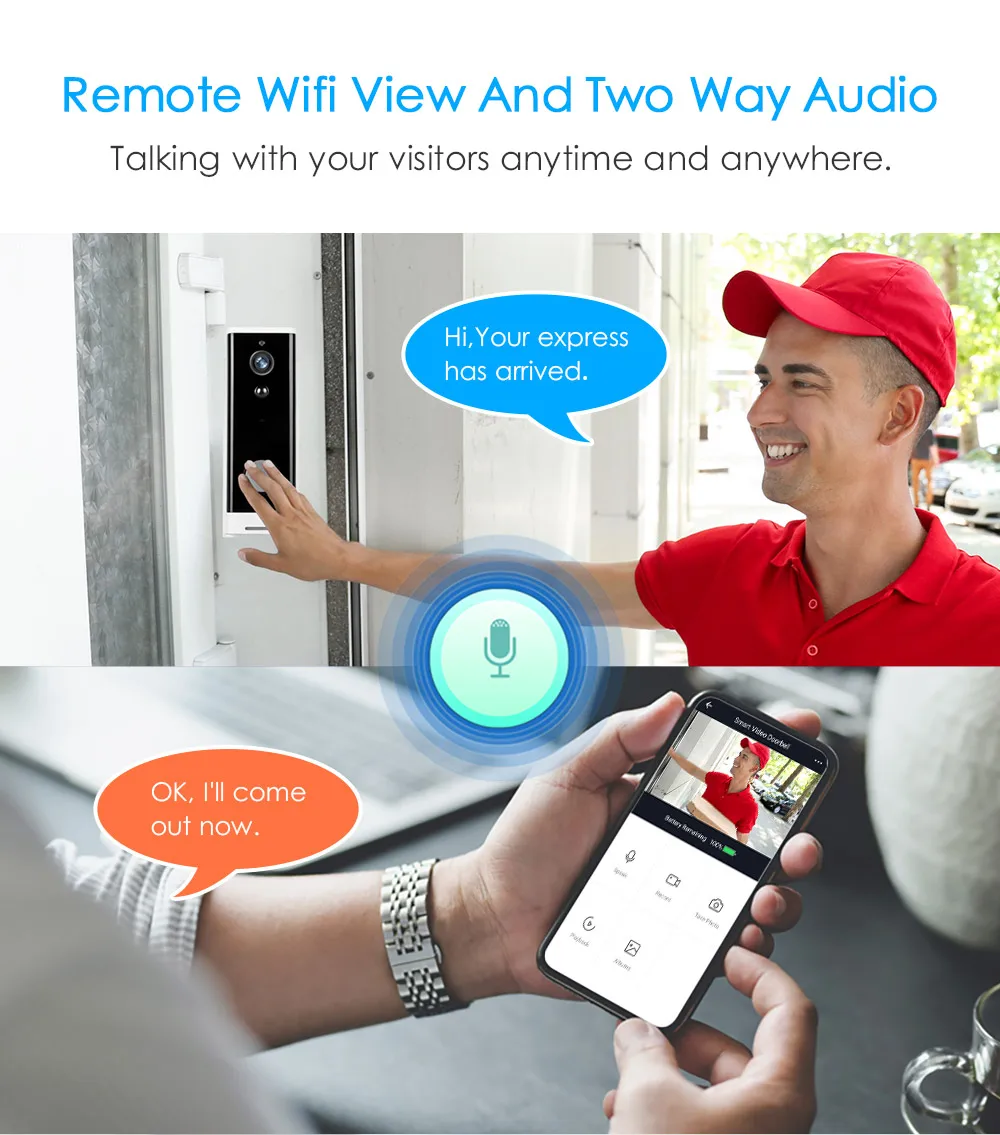 intercom touch screen WIFI Doorbell Smart Home Wireless Phone Door Bell Camera Security Video Intercom 1080P HD IR Night Vision For Apartments Tuya video door phone system