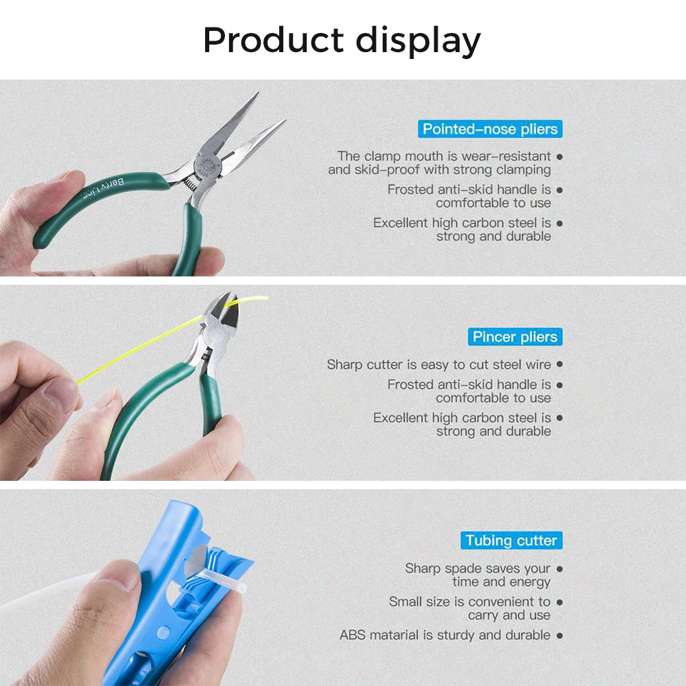 Creality 3D 프린터 도구 키트, 스크루 드라이버 소켓 렌치 필라멘트 절단, DIY 3D 모델 스페이드 스크레이퍼 니퍼 플라이어 도구, 24PCs