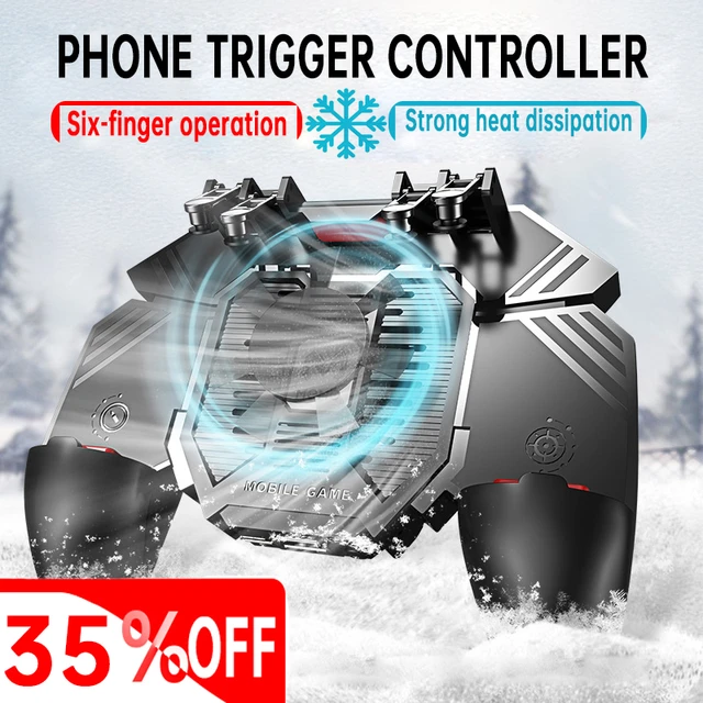 Phone Trigger controller Six Finger Gamepad mobile cooler with Game hander  two-in-one For PUBG Common to Android and IPhone - AliExpress