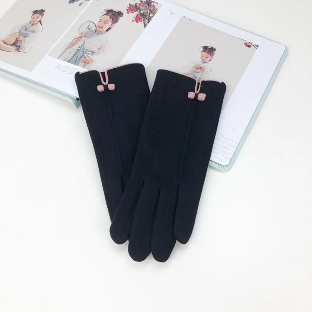 

Velvet Winter Gloves Driving Gloves Solid Color Wool Mittens Female Gloves Plush Gloves Touch Screen Gloves Full Finger Gloves