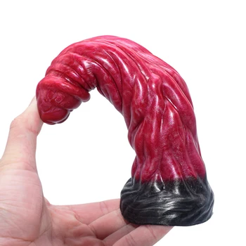 SMMQ 17.4CM Beef Color Alien Glans Silicone Dildo With Suction Cup Anal Stimulate Female Masturbator Sex Toys For Women 5