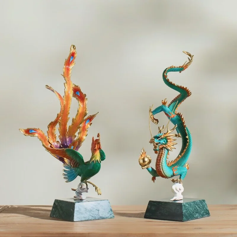 Baifan light luxury brass dragon ornament office living room entrance high-end lucky decoration opening housewarming gift