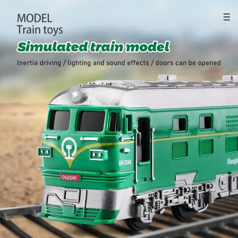 

Имитация инерционного классического электрического поезда в стиле ретро, Высокоскоростная Модель железнодорожного двигателя, детские игрушки для мальчиков со звуком, искусственный подарок