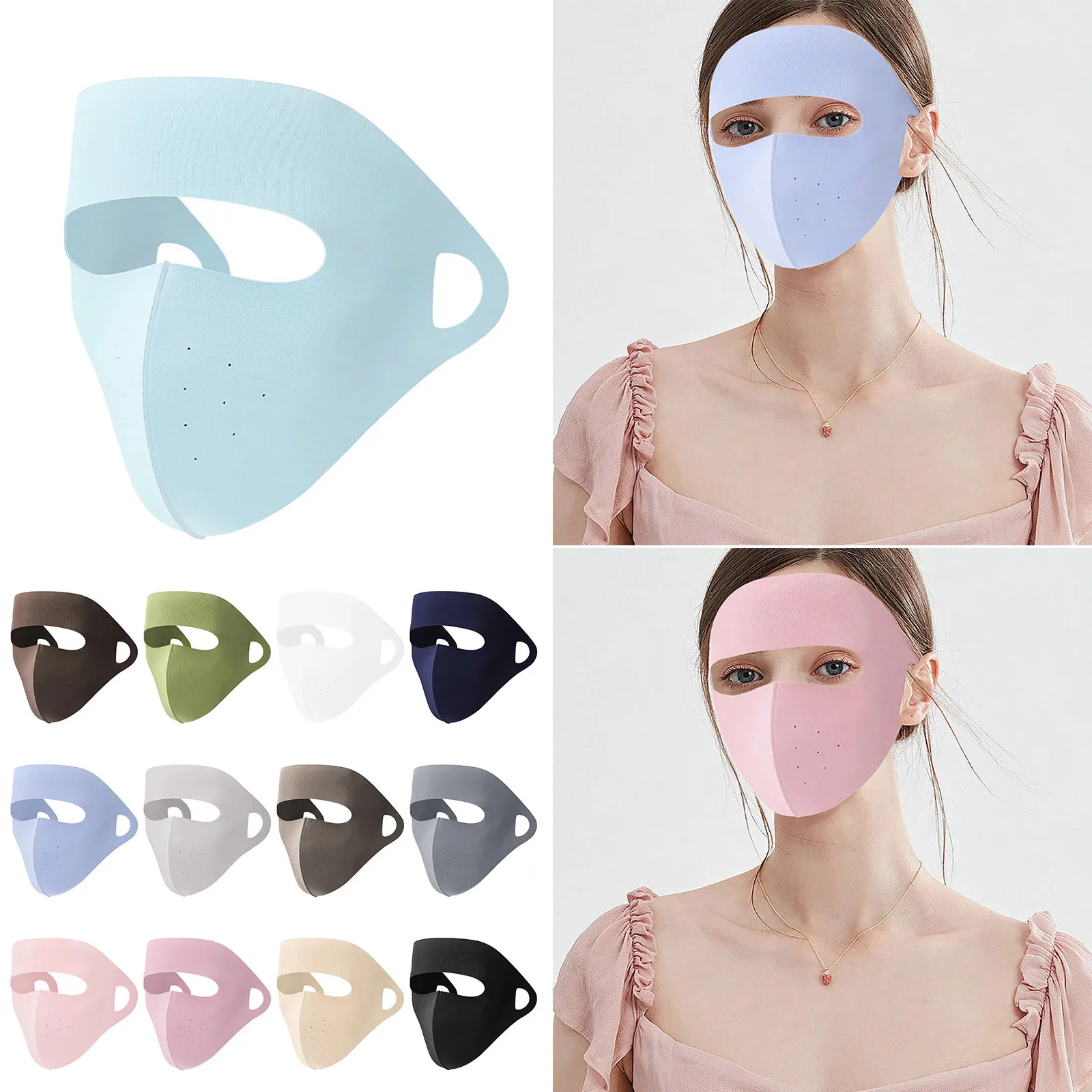 

Full Face Mask For Cycling Women Ice Silk Sunscreen Face Cover Outdoor Sports Bike Bicycle Breathable Protective Mask Balaclava
