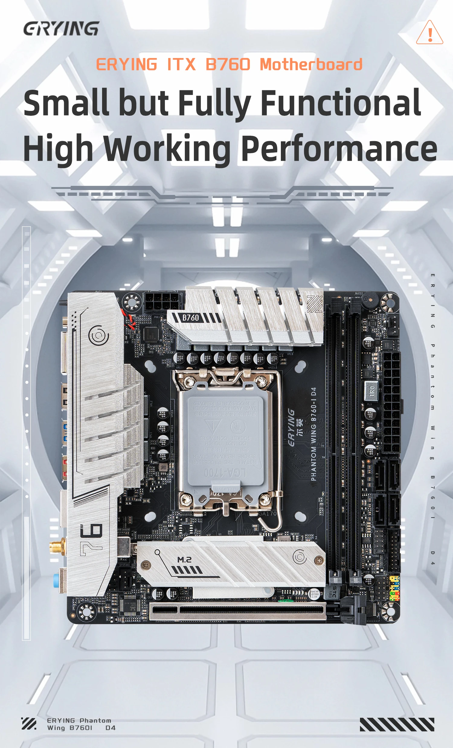 Description Picture 2 of itemERYING ITX B760i Motherboard WIFI 5 Card LGA 1700 Support Core 12/13th i9/i7/i5/i3/Pentium CPU DDR4 Memory Desktop Black Color