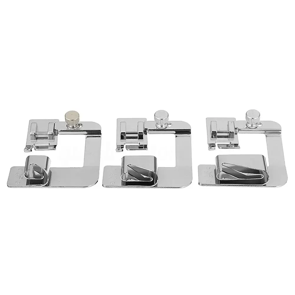 3Pcs/Set Home Sewing Machine Foot Presser Rolled Hem Feet for Brother Singer(Sliver)