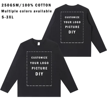 DIY Customize Long Sleeve T-Shirt Fashion T-Shirt Men Women Your Logo/Picture 100% Cotton Oversized Autumn Winter Tops 1