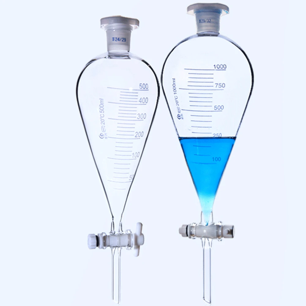 

60 125 250 500 1000 2000ml Graduated Pear-shaped Separation Funnel Dropping With Stopper Labrotary Glassware Chemical Experiment