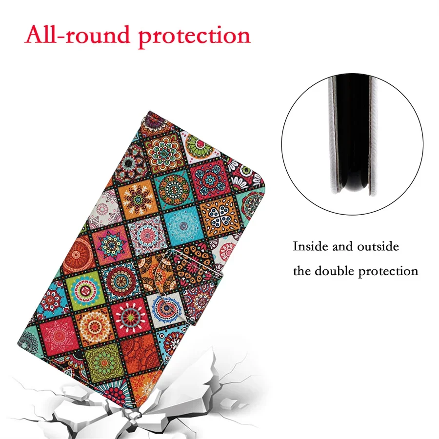 Ethnic Style Leather Flip Stand Wallet Case Cover