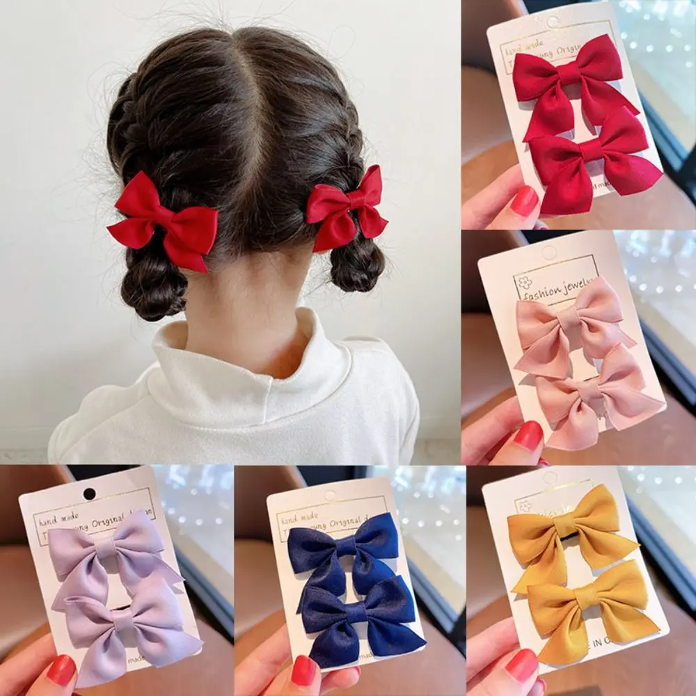 

2Pcs Sweet Little Girl Soild Color Kids Hair Clip New Hair Accessories Mini Hairpin Bowknot Hair Bow Barrettes Children Headwear