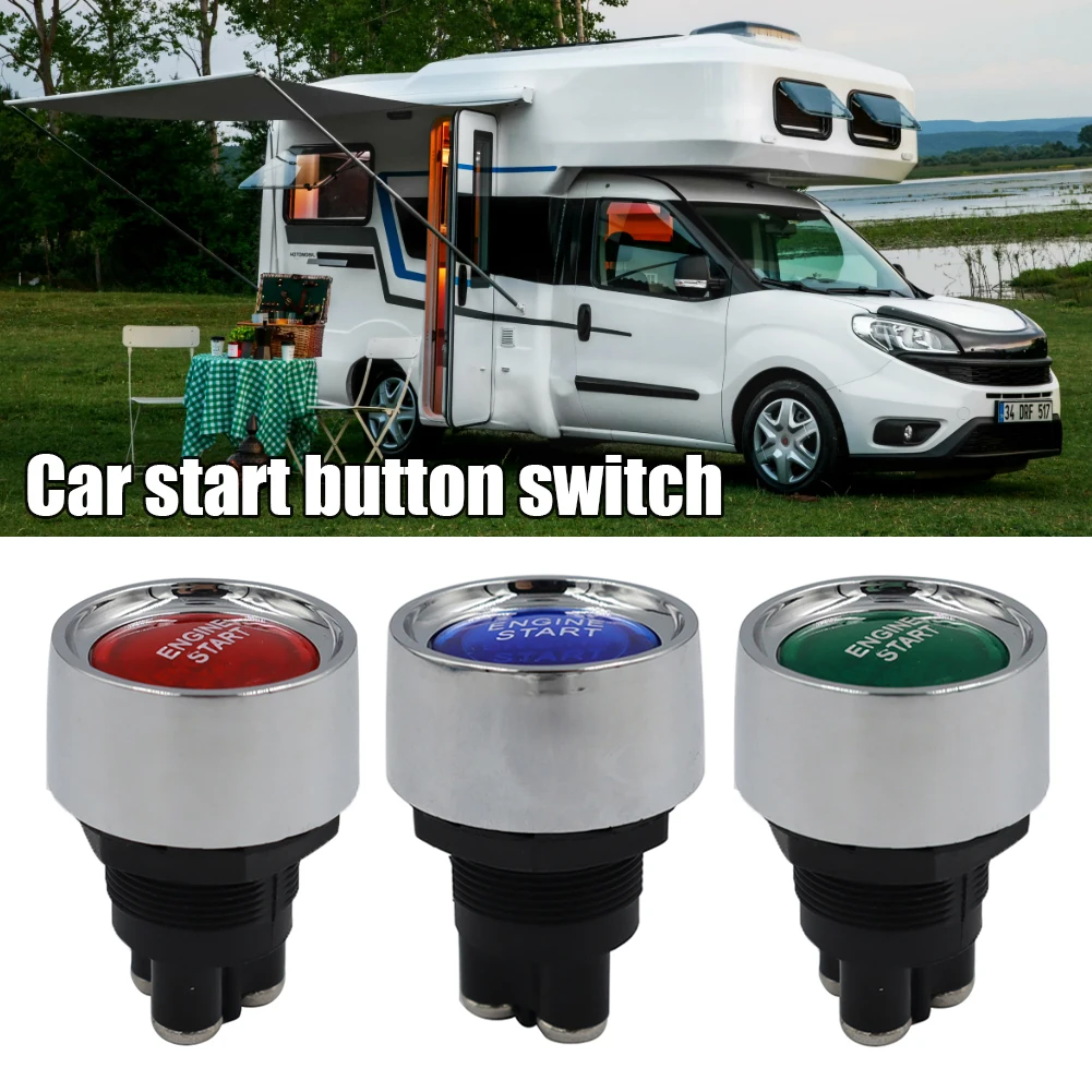 

12V 50A 3 Pin Car Engine Start Ignition Switch SPST Momentary Keyless Push Button Starter Switches ON OFF For Cars Marine RV