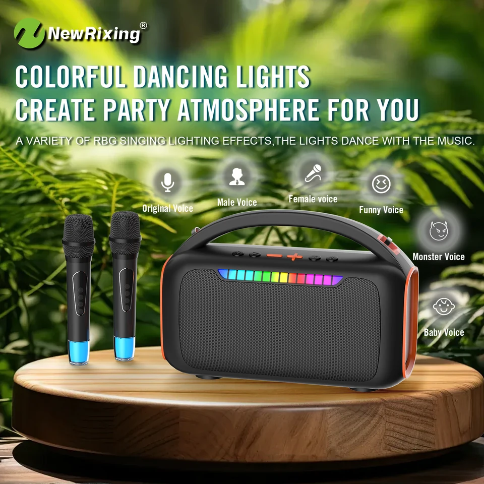 NewRixing ワイヤレススピーカー 30W NewRixing 30W Bluetooth Speaker with 2 Mics,Karaoke Machine