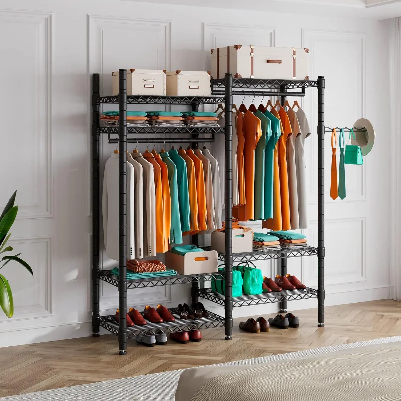 

PUNION Clothing Rack 7 Tiers Heavy Duty Clothes Rack with 2 Hanging Rods, Wire Garment Racks for Hanging Clothes, Large Portable