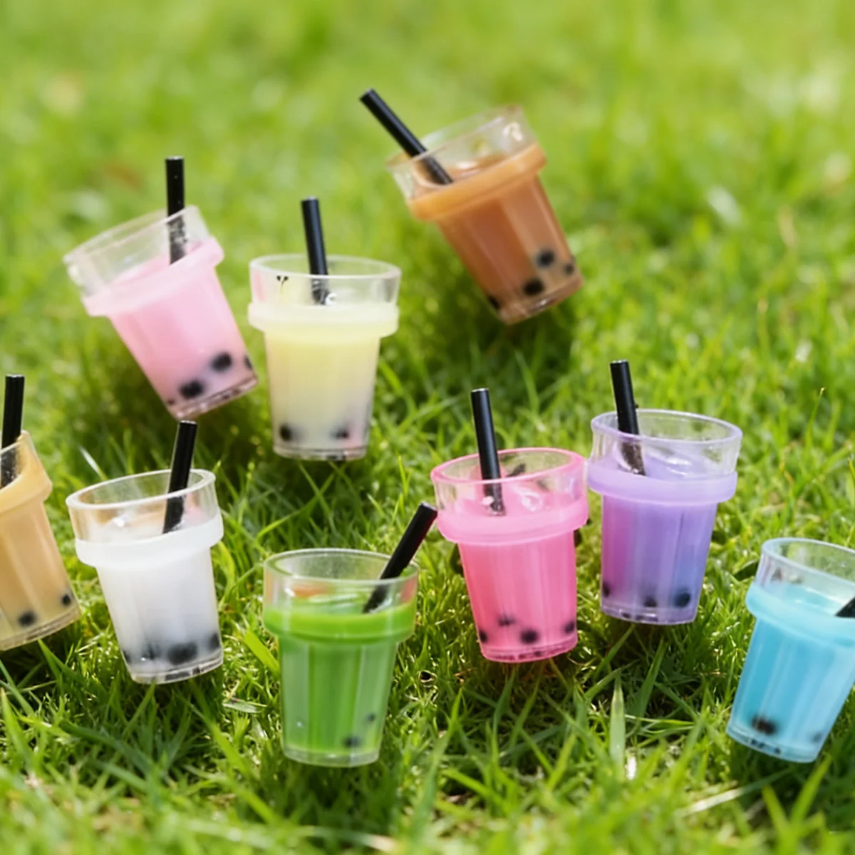 Set of 10 Cute 3D Bubble Tea Charms for DIY Jewelry and Accessories