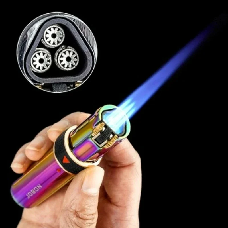 JOBON-Personalized Windproof Gas Lighter Triple Torch Refill Jet Flame Metal Spray Gun Kitchen Pipe Cigar Lighter Gadget