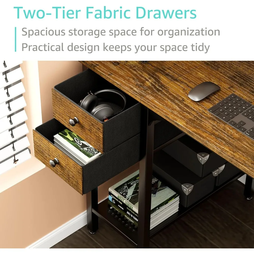 Computer Desk with Drawers - 40 Inch Work Small Desk for Bedroom Home Office, Simple Study Writing Table PC Desks with Drawer 5