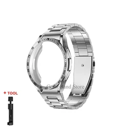 4-in-1 Enhanced Kit: Metal Strap, TPU Case, Bezel, Protective Film for Watch 6 Classic 43mm (Silver)