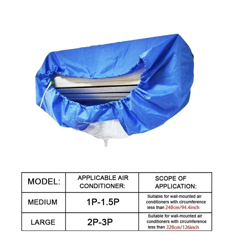Air Conditioning Cover 95/130cm 37.4/51inch Full Set Cleaner Tools with Water Pipe Conditioner Waterproof Cleaning Cover