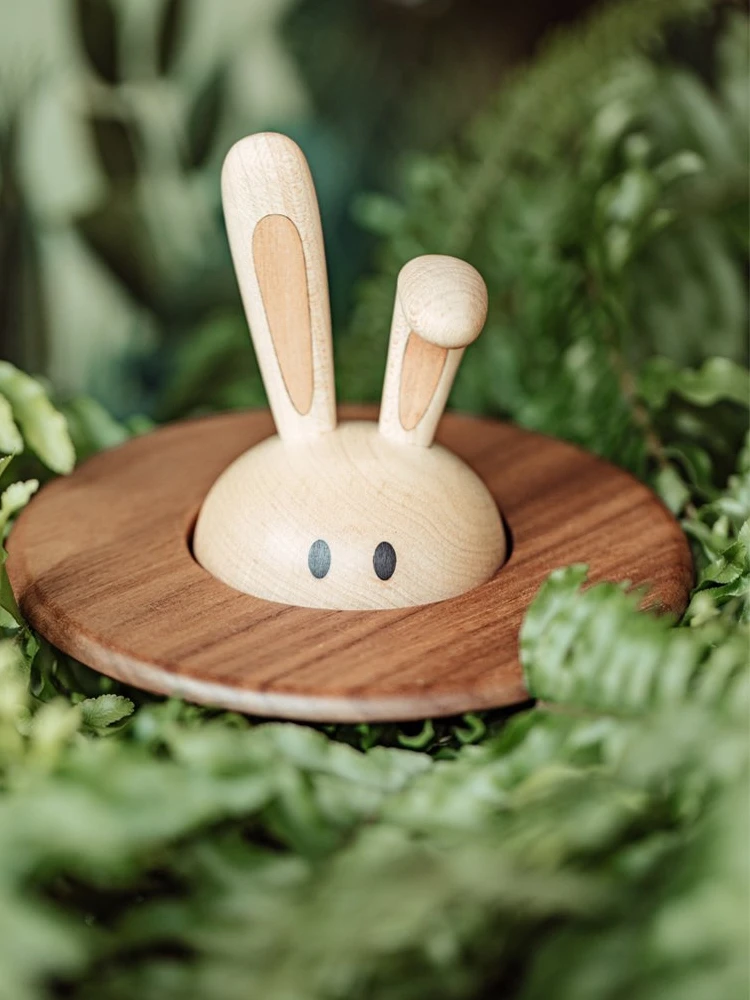 Rabbit Music Box Wooden Home Decoration Handmade Wood Cute Lovely Creative Interesting Children Birthday Gift for Girl Friend 5