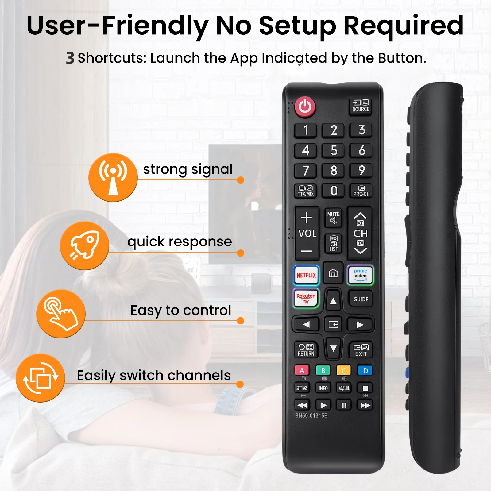 삼성 모든 TV 리모컨용 범용 리모컨, 모든 삼성 스마트 TV, LED, LCD, HDTV, 3D, 시리즈 TV와 호환되는 교체용 리모컨
