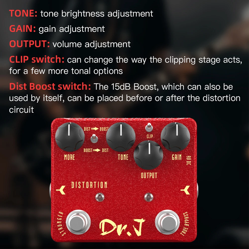 Dr. J Series D59 Distortion Pedal 80's Classic Screaming Distortion Effects Amp