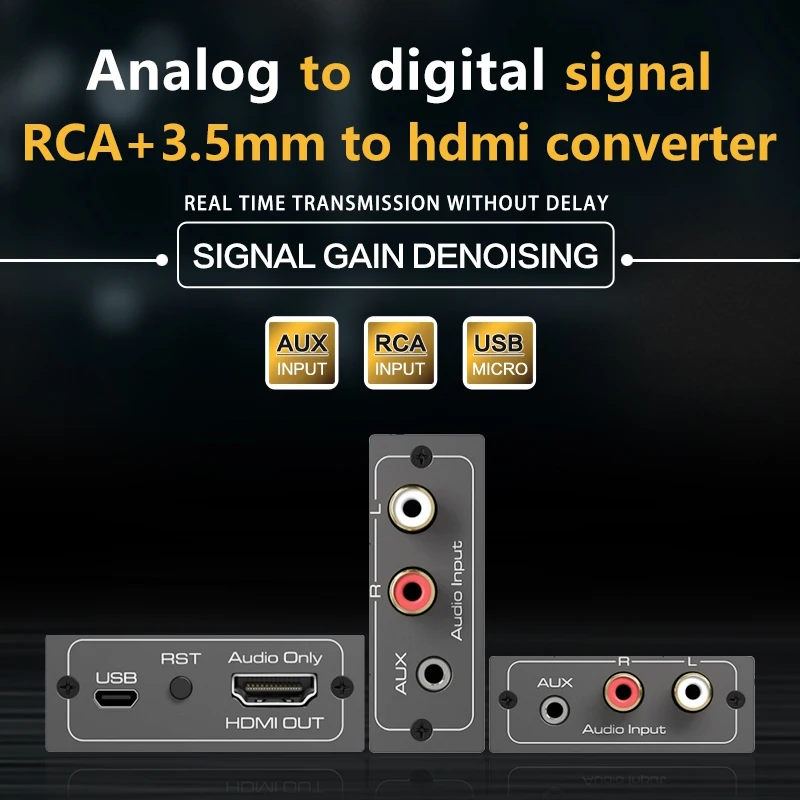 Convertitore Audio Da 3 5Mm A Hdmi Adattatore Audio Stereo Da 2 Rca A Hdmi Telefono Del Computer Interfaccia Audio Aux Collegata All'Amplificatore Hdm