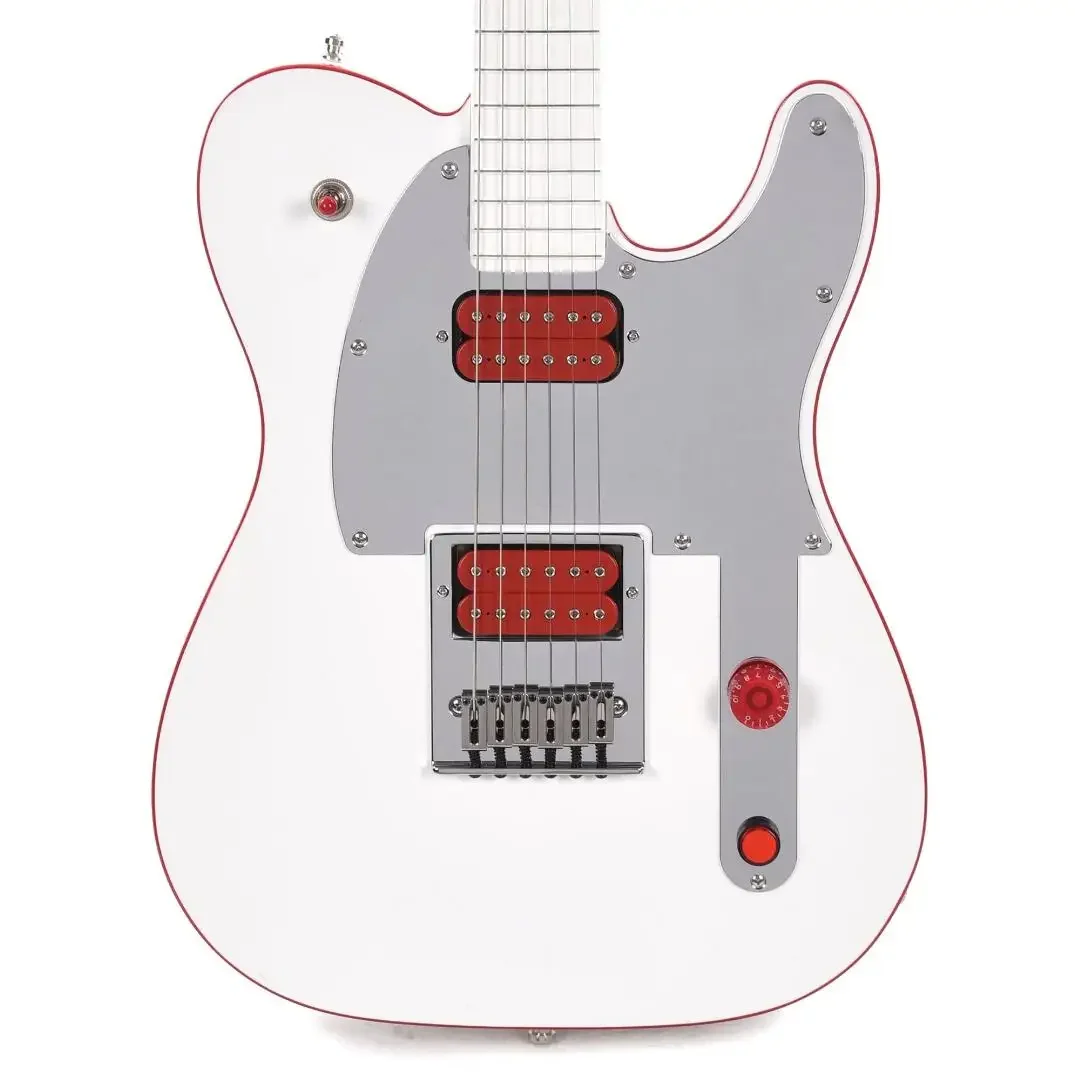 

Rhxflame Red Kill Switch Arcade John 5 Ghosts White Electric Guitar Dual Red Body Binding Red Pickups Mirror Pickguard