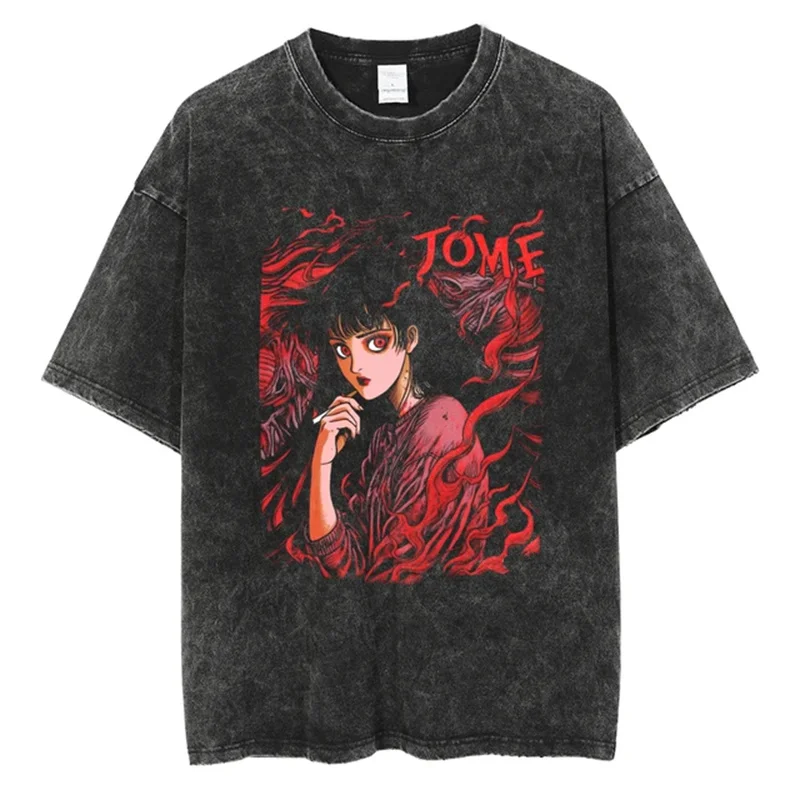 LIUguoo Oversized T-Shirt For Women - Vintage Skull Print, Casual Round Neck Short Sleeve Top (Dark Gray, X-Large)
