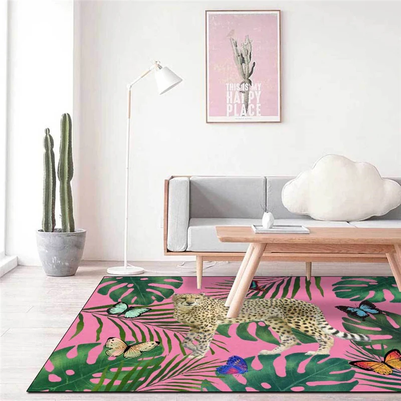 Leopard Carpet Room | Pink Leopard Carpet | Pink Leopard Rug | Table ...