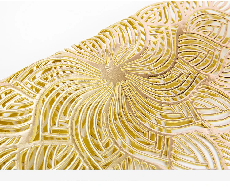 Gold Sunflower Coasters Luxury Pvc Placemats For Table Hotel Soft Insulation Pads Round Placemat Wedding Christmas Home Decor 18 Undefined