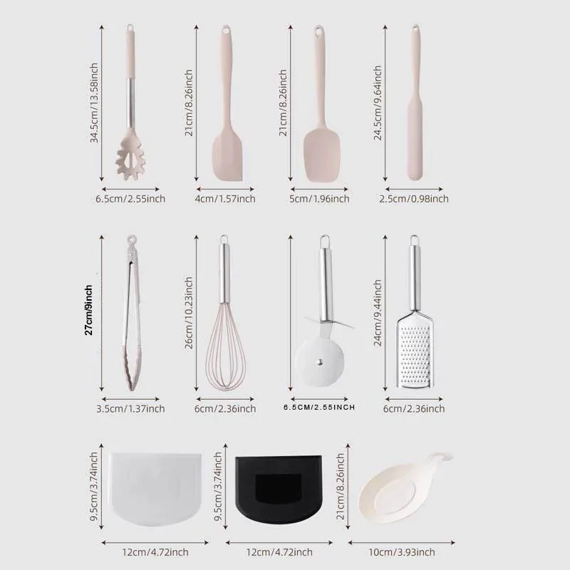Description Picture 6 of itemSilicone Kitchen Cooking Utensil Set, 43 pcs Spatula Set with Stainless Steel Handle, Non-stick Heat Resistant - Best Cookware S