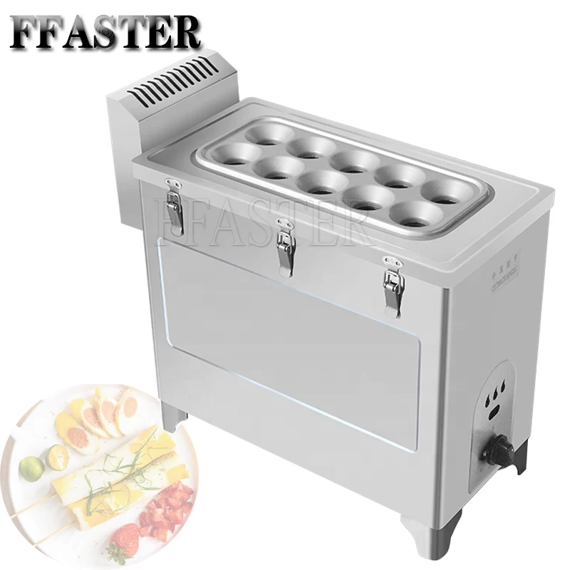 

10 Holes Egg Sausage Roll Machine Processor Gas Section Commercial Snack Machine Hot Dog Boiler Egg Sausage Maker