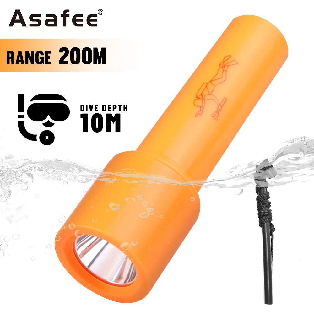 

Asafee D115 10M Underwater T6 800LM LED Diving Flashlight IPX8 Waterproof 200M Range Rotary Switch ABS Light Weight Scuba Torch