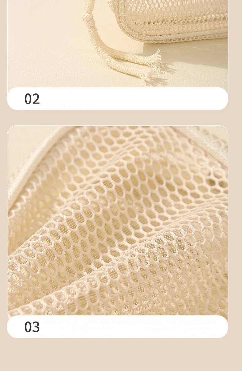 Lässige Nylon-Kosmetiktasche mit Reißverschluss, Netz-Make-up-Taschen, Mehrzweck-Netz-Toilettentaschen für Damen – Detail 12