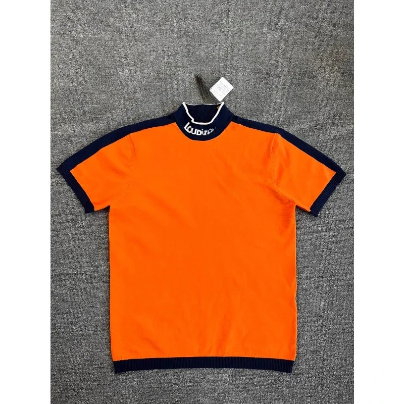 

Golf Short Sleeve T-Shirt Men's Quick Dry Knit Stretch High Neck Sunscreen
