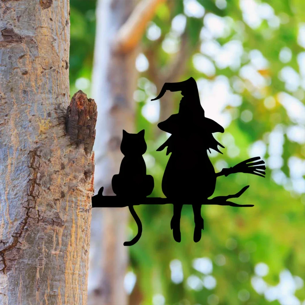 Witch & Cat Garden Stake 4
