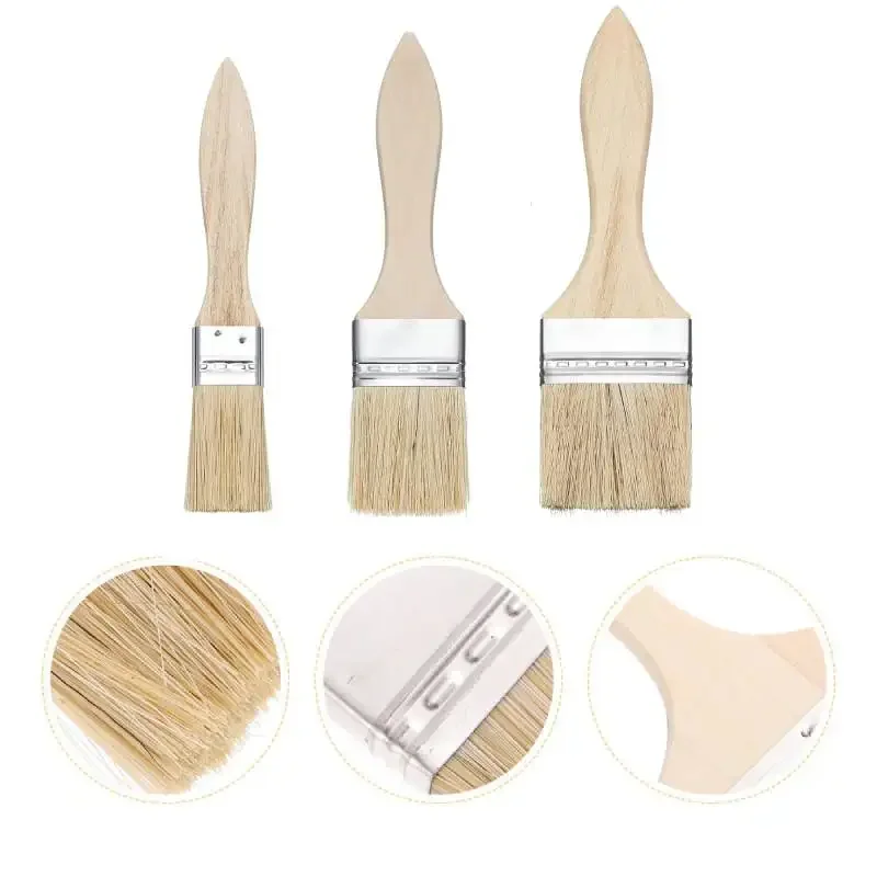 3pcs 1/2/3 inch Chip Paint Brushes with Wooden Handle Paintbrush Stain Flat Art Brushes for DIY Paint Varnishes Glues Home Craft