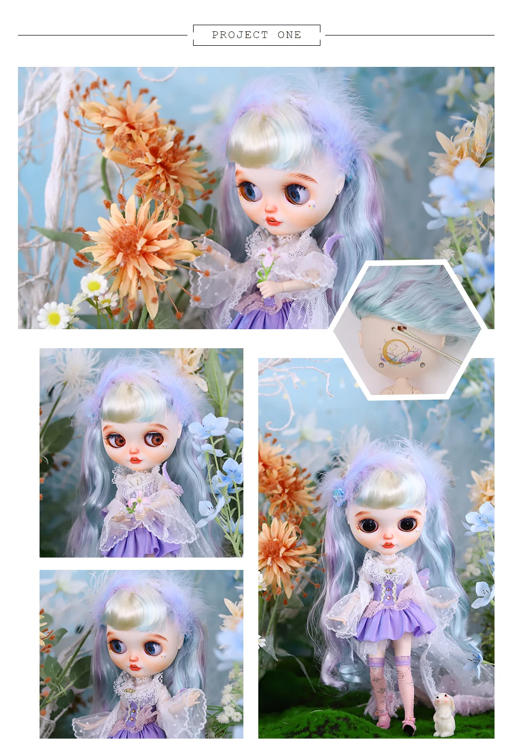 Eliza – Premium Custom Neo Blythe Doll with Multi-Color Hair, White Skin & Matte Smiling Face 2