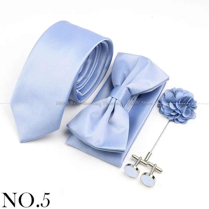 Hot Sale Bowtie Cufflink Brooch Tie Set Polyester Purple Blue Sage Green Necktie For Groom Suit Wedding Cravat Shirt Accessory