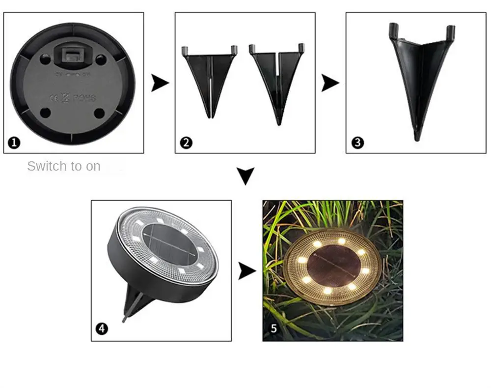 Description Picture 2 of itemIP68 Waterproof LED Outdoor Solar Power Ground Light Lighting Control Path Deck Lights Yard Driveway Lawn Garden Decoration Lamp