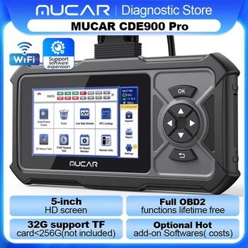MUCAR CDE900 Pro/cde900 OBD2 진단 도구 전체 시스템 진단 28 재설정/유지 보수 양방향 제어 32G 스토리지 obd 2 스캐너